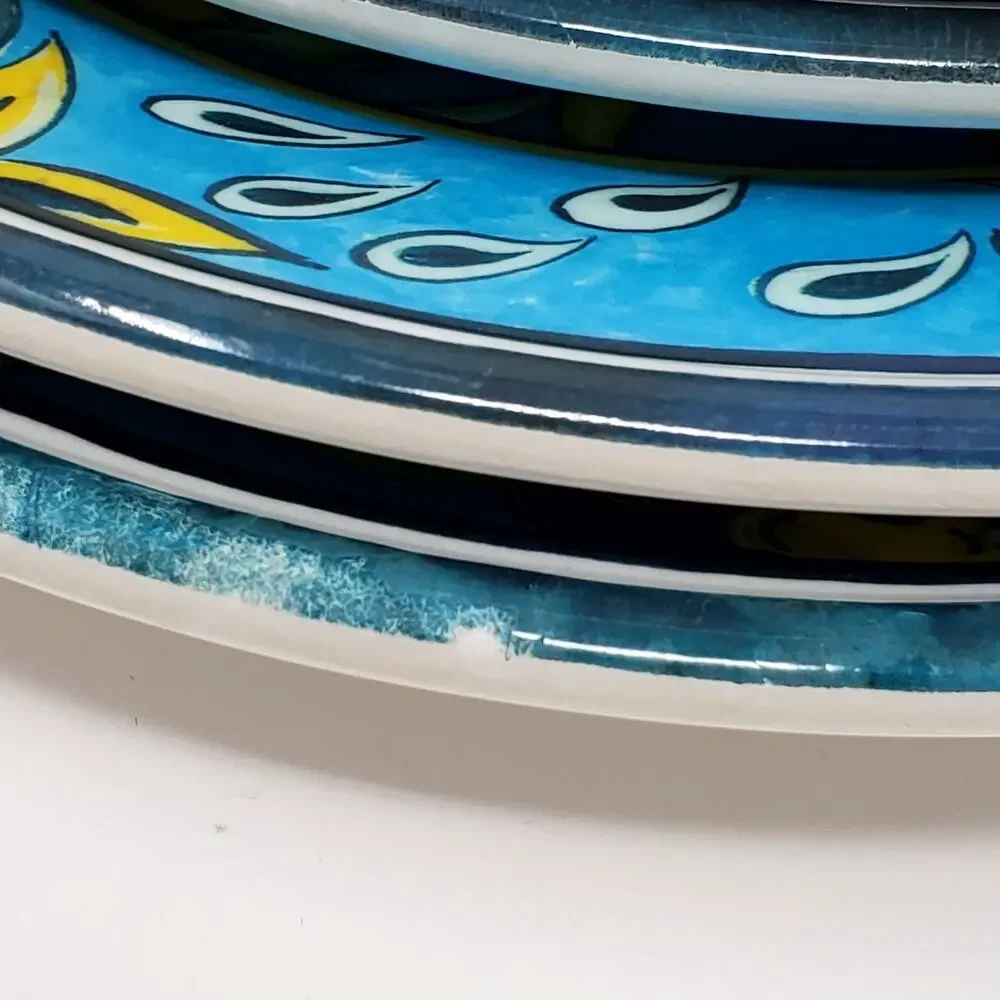Williams Sonoma Melamine Salad Plate LA MED Blue Turquoise Floral 8.75